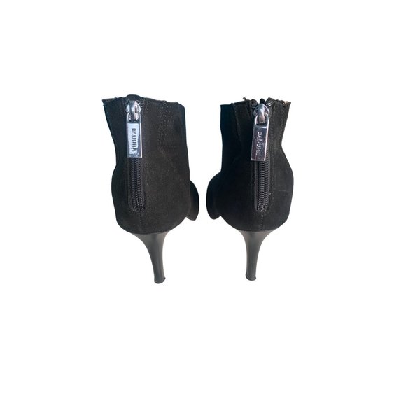 Badura Black openwork peep-toe ankle boots made of suede - Picture 2 of 12